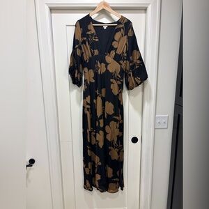 Black Maxi Dress with Floral Print